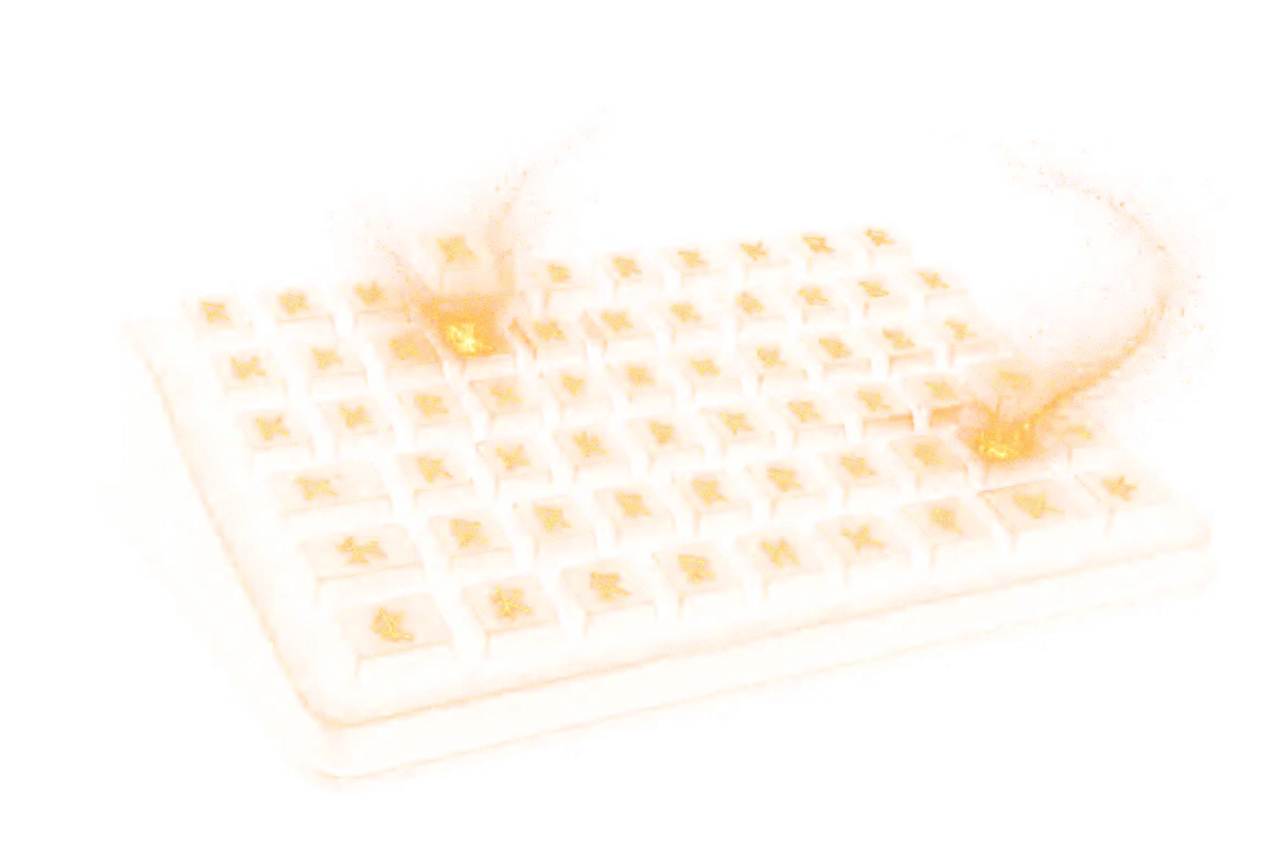 Teclado antiguo con runas doradas brillantes