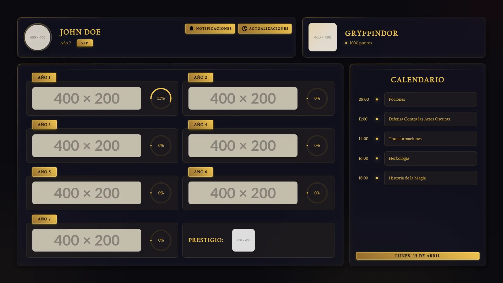 El HUD del servidor comprado: aún decía Gryffindor