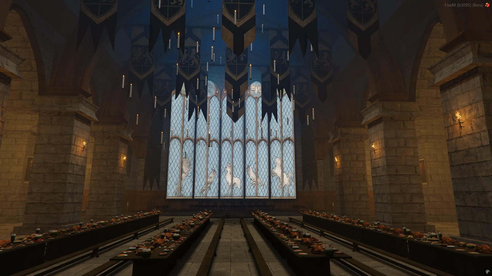 El Gran Comedor, con su banquete y sus velas flotantes